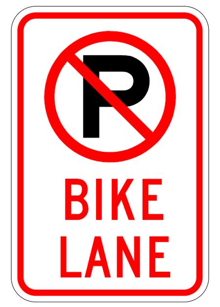 R7-9a No Parking Bike Lane